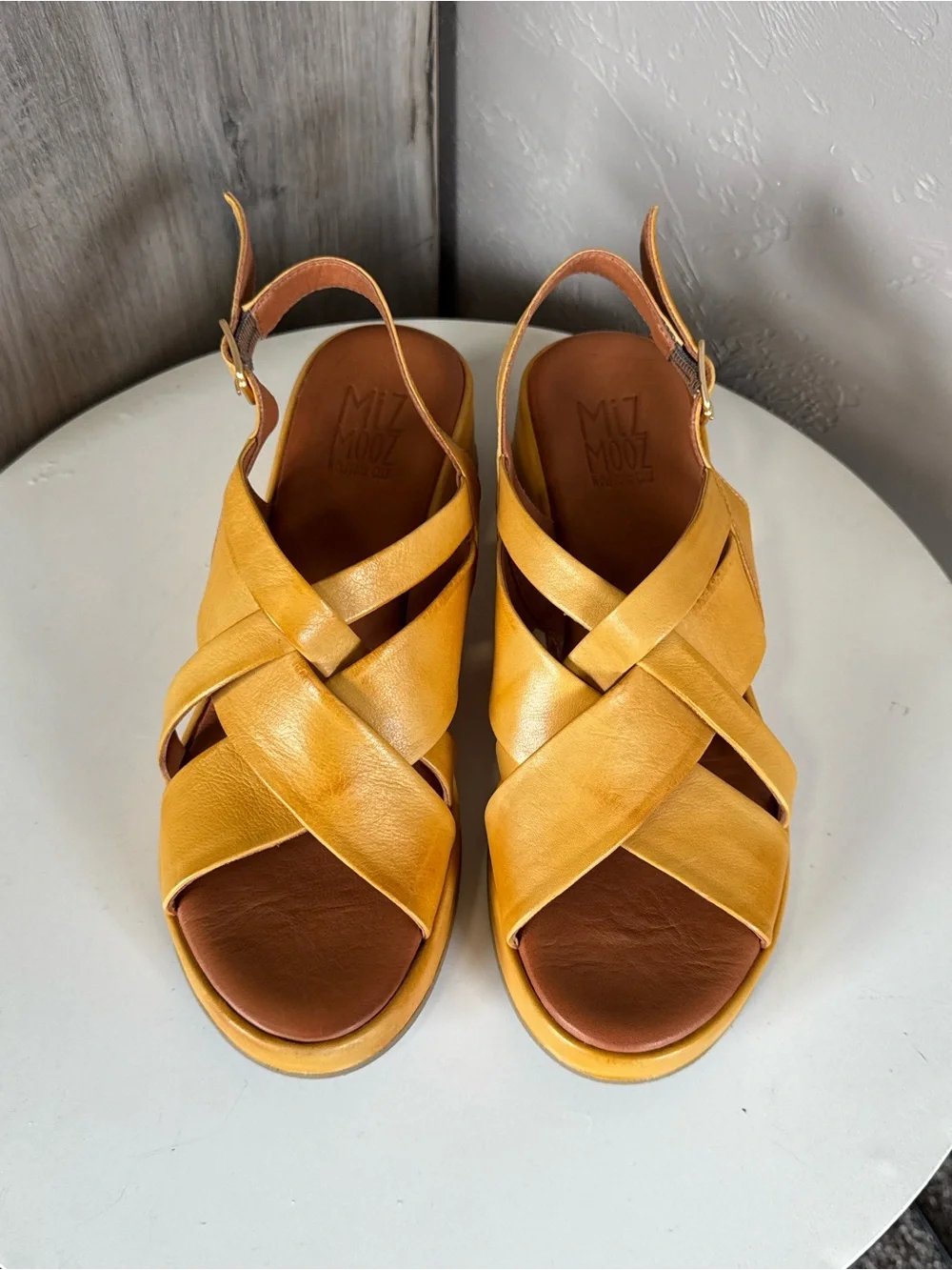 Miz Mooz Leather Slingback Sandals - Yellow